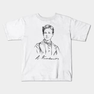 Arthur Rimbaud, French poet, Portrait, Signature Kids T-Shirt